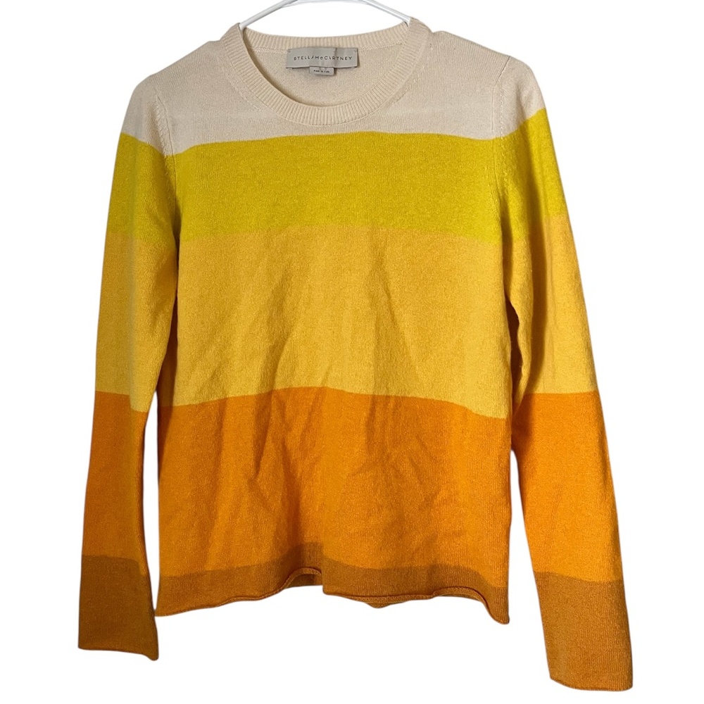 Stella McCartney Vibrant Yellow Multi 100% Cashmere Crewneck SweaterSz-M
